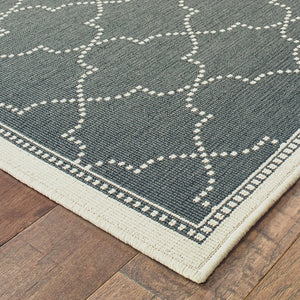 HomeRoots 5' Modern Geometric Stain Resistant Area Rug for Indoor and Outdoor Use - Durable and Stylish Design Grey/ Ivory 5'3" x 7'6" 507053