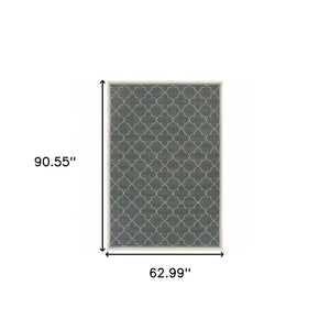 HomeRoots 5' Modern Geometric Stain Resistant Area Rug for Indoor and Outdoor Use - Durable and Stylish Design Grey/ Ivory 5'3" x 7'6" 507053