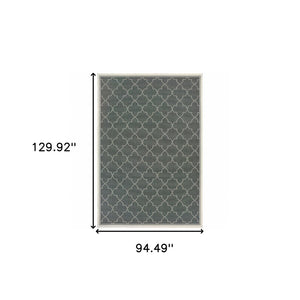 HomeRoots 5' Modern Geometric Stain Resistant Area Rug for Indoor and Outdoor Use - Durable and Stylish Design Grey/ Ivory 7'10" x 10'10" 507055