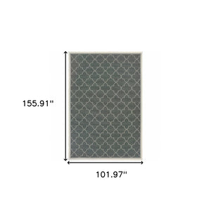 HomeRoots 5' Modern Geometric Stain Resistant Area Rug for Indoor and Outdoor Use - Durable and Stylish Design Grey/ Ivory 8'6" x 13' 507056