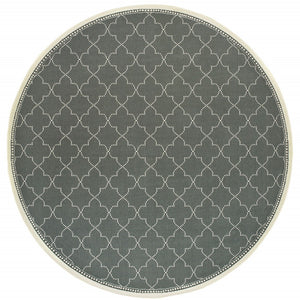 HomeRoots 5' Modern Geometric Stain Resistant Area Rug for Indoor and Outdoor Use - Durable and Stylish Design Grey/ Ivory 7'10" Round 507057