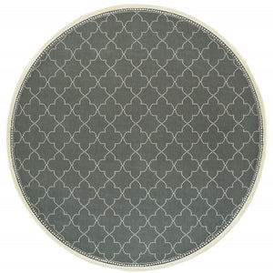 HomeRoots 5' Modern Geometric Stain Resistant Area Rug for Indoor and Outdoor Use - Durable and Stylish Design Grey/ Ivory 7'10" Round 507057