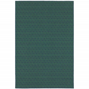 Homeroots 4' X 6' Blue And Green Geometric Stain Resistant Area Rug - Perfect For Indoor & Outdoor Spaces! 3'7" X 5'6" Polypropylene 507095