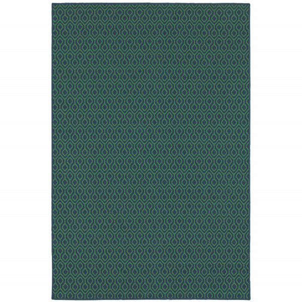 Homeroots 4' X 6' Blue And Green Geometric Stain Resistant Area Rug - Perfect For Indoor & Outdoor Spaces! 3'7" X 5'6" Polypropylene 507095