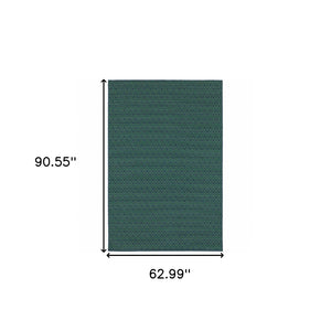 HomeRoots 5' Blue and Green Geometric Indoor Outdoor Area Rug - Stylish, Durable, Stain-Resistant Design for Any Space 5'3" x 7'6" 507096
