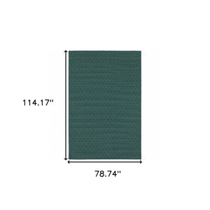 HomeRoots 5' Blue and Green Geometric Indoor Outdoor Area Rug - Stylish, Durable, Stain-Resistant Design for Any Space 6'7" x 9'6" 507097