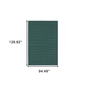 HomeRoots 5' Blue and Green Geometric Indoor Outdoor Area Rug - Stylish, Durable, Stain-Resistant Design for Any Space 7'10" x 10'10" 507098