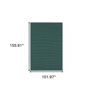 HomeRoots 5' Blue and Green Geometric Indoor Outdoor Area Rug - Stylish, Durable, Stain-Resistant Design for Any Space 8'6" x 13' 507099