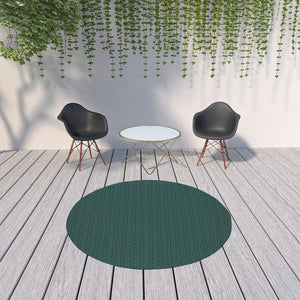 HomeRoots 5' Blue and Green Geometric Indoor Outdoor Area Rug - Stylish, Durable, Stain-Resistant Design for Any Space 7'10" Round 507100