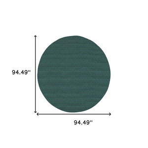 HomeRoots 5' Blue and Green Geometric Indoor Outdoor Area Rug - Stylish, Durable, Stain-Resistant Design for Any Space 7'10" Round 507100