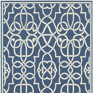 HomeRoots 5' Blue and Ivory Geometric Area Rug – Stain Resistant, Stylish Design for High-Traffic Spaces 8'6" x 13' 507107