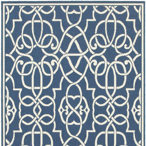 HomeRoots 5' Blue and Ivory Geometric Area Rug – Stain Resistant, Stylish Design for High-Traffic Spaces 8'6" x 13' 507107