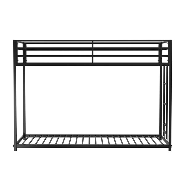 English Elm Contemporary Twin-Over-Full Metal Bunk Bed with Attached Ladder, Durable Industrial Frame, Guest-Ready Design Matte Black 83 L x 15 W x 6 H B2741P391247