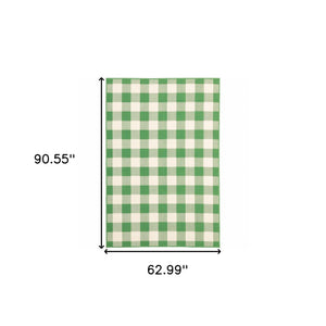 Homeroots 5' X 8' Green And Ivory Geometric Stain Resistant Indoor Outdoor Area Rug Green,Ivory Polypropylene 507120
