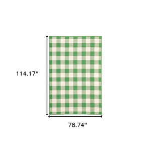 Homeroots 7' X 10' Green And Ivory Geometric Stain Resistant Indoor Outdoor Area Rug Green,Ivory Polypropylene 507121