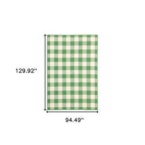 Homeroots 8' X 11' Green And Ivory Geometric Stain Resistant Indoor Outdoor Area Rug Green,Ivory Polypropylene 507122