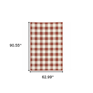 Homeroots 5' X 8' Red And Ivory Geometric Stain Resistant Indoor Outdoor Area Rug Red,Ivory Polypropylene 507128
