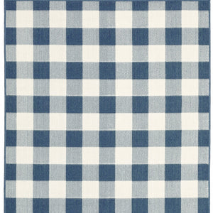 Homeroots 9' X 13' Blue And Ivory Geometric Stain Resistant Indoor Outdoor Area Rug Blue,Ivory Polypropylene 507139