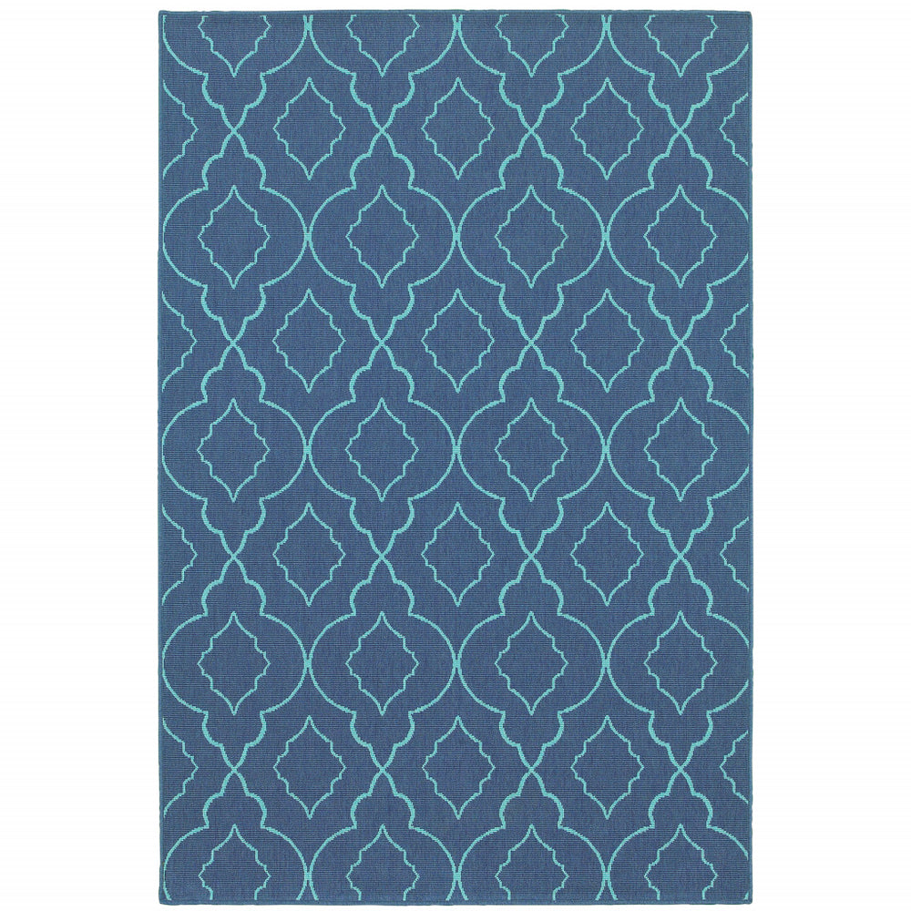 Homeroots 4' X 6' Blue Geometric Area Rug - Stain Resistant, Stylish Indoor/Outdoor Decor For Homes With Pets! 3'7" X 5'6" Polypropylene 507175