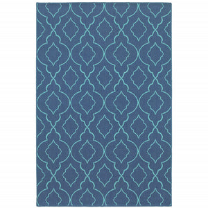 Homeroots 4' X 6' Blue Geometric Area Rug - Stain Resistant, Stylish Indoor/Outdoor Decor For Homes With Pets! 3'7" X 5'6" Polypropylene 507175
