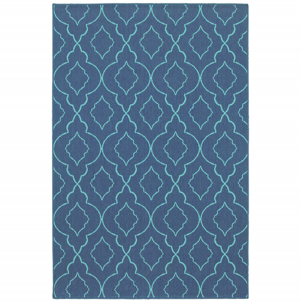 Homeroots 4' X 6' Blue Geometric Area Rug - Stain Resistant, Stylish Indoor/Outdoor Decor For Homes With Pets! 3'7" X 5'6" Polypropylene 507175