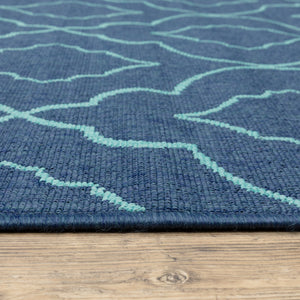 Homeroots 4' X 6' Blue Geometric Area Rug - Stain Resistant, Stylish Indoor/Outdoor Decor For Homes With Pets! 3'7" X 5'6" Polypropylene 507175
