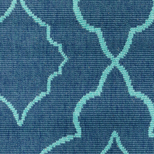 HomeRoots 5' Blue Geometric Stain-Resistant Indoor/Outdoor Area Rug for High-Traffic Spaces and Easy Care 7'10" Round 507180