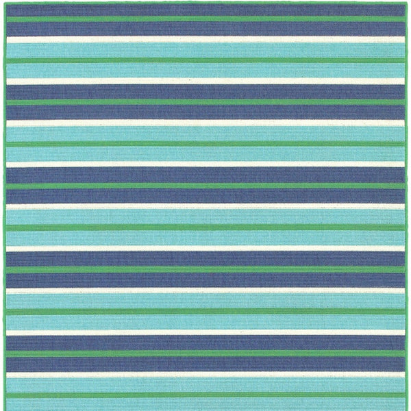 HomeRoots 5' Geometric Blue and Green Stain Resistant Area Rug for Stylish Indoor and Outdoor Spaces 5'3" x 7'6" 507184