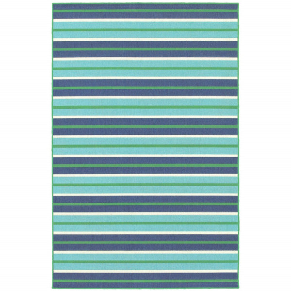 HomeRoots 5' Geometric Blue and Green Stain Resistant Area Rug for Stylish Indoor and Outdoor Spaces 7'10" x 10'10" 507186