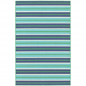 HomeRoots 5' Geometric Blue and Green Stain Resistant Area Rug for Stylish Indoor and Outdoor Spaces 8'6" x 13' 507187