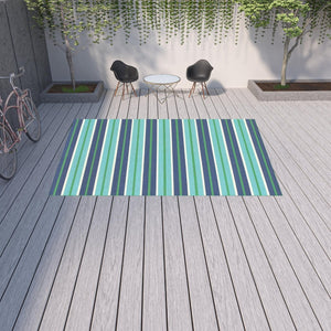 HomeRoots 5' Geometric Blue and Green Stain Resistant Area Rug for Stylish Indoor and Outdoor Spaces 8'6" x 13' 507187