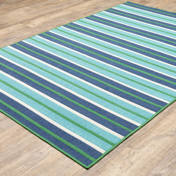 HomeRoots 5' Geometric Blue and Green Stain Resistant Area Rug for Stylish Indoor and Outdoor Spaces 8'6" x 13' 507187