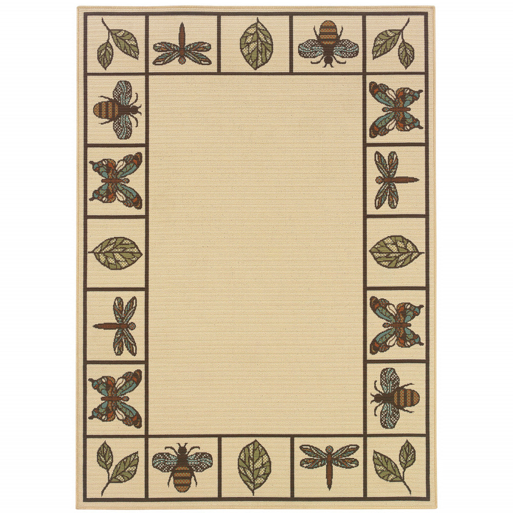 Homeroots 4' Brown And Ivory Abstract Stain Resistant Area Rug – Stylish Indoor/Outdoor Décor For Homes 3'7" X 5'6" Polypropylene 507200