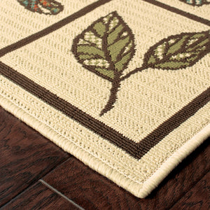 HomeRoots 5' Contemporary Brown and Ivory Abstract Stain-Resistant Area Rug for Indoor and Outdoor Use 7'10" x 10'10" 507203