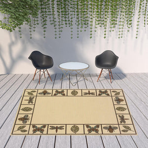 HomeRoots 5' Contemporary Brown and Ivory Abstract Stain-Resistant Area Rug for Indoor and Outdoor Use 7'10" x 10'10" 507203