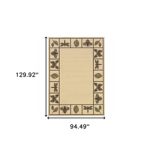 HomeRoots 5' Contemporary Brown and Ivory Abstract Stain-Resistant Area Rug for Indoor and Outdoor Use 7'10" x 10'10" 507203
