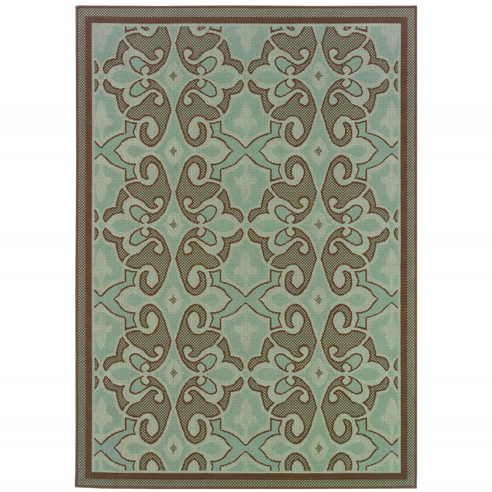Homeroots 5' X 8' Blue Oriental Stain Resistant Indoor Outdoor Area Rug  Polypropylene 507228