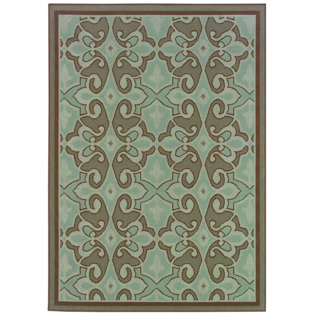HomeRoots 7' Elegant Blue Oriental Area Rug - Stain Resistant for Indoor or Outdoor Spaces, Durable & Stylish 6'7" x 9'6" 507229
