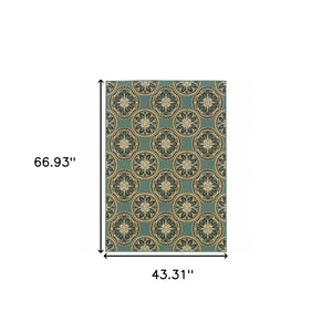 Homeroots 4' Indoor Outdoor Area Rug - Stain Resistant Floral Design In Brown And Ivory For Cozy Spaces Blue,Ivory Polypropylene 507254
