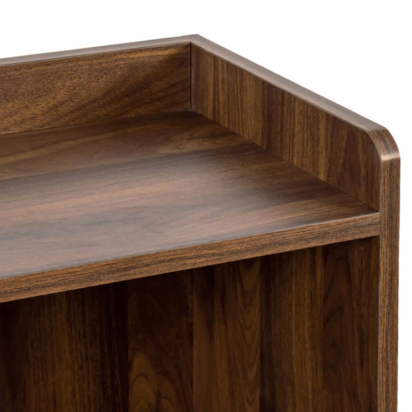 English Elm Sideboard Modern Sliding Striped Glass Doors, Freestanding Storage Cabinet for Wine Bottles and Bookshelf Organizer W331P286248