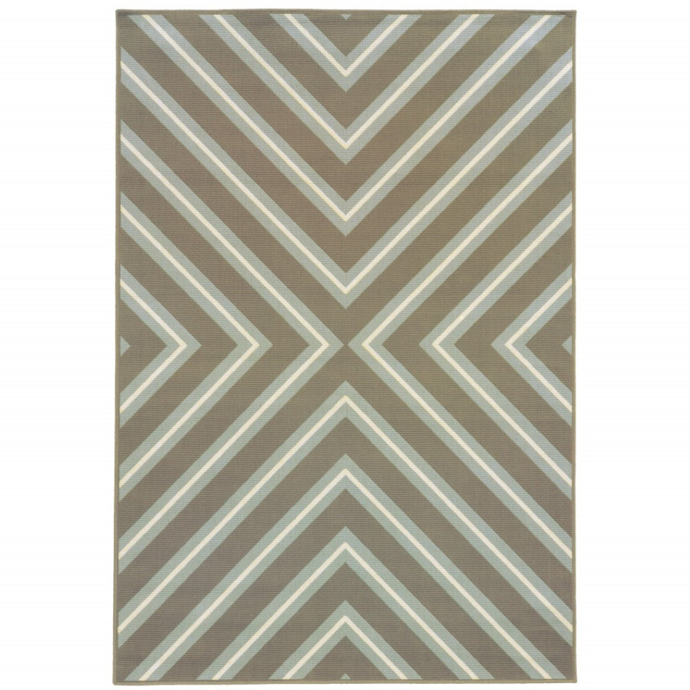 HomeRoots 9' Blue and Gray Geometric Area Rug – Stain Resistant, Durable for Indoor & Outdoor High-Traffic Use 507294