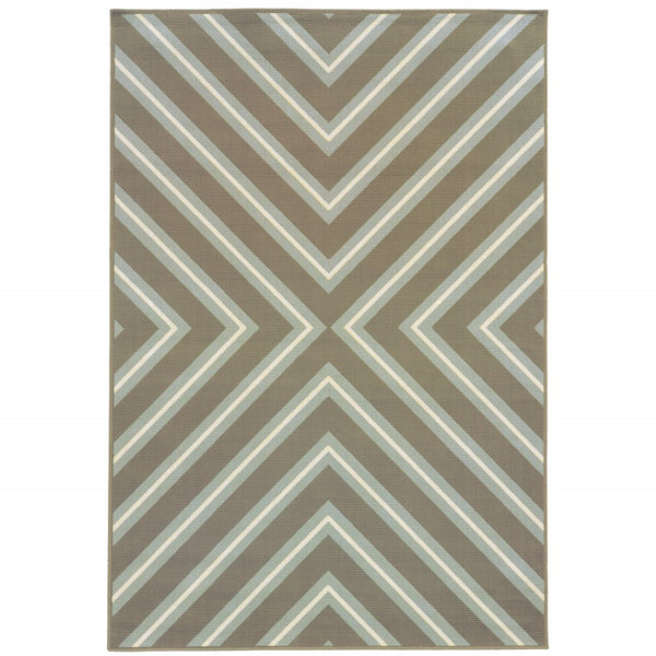 HomeRoots 9' Blue and Gray Geometric Area Rug – Stain Resistant, Durable for Indoor & Outdoor High-Traffic Use 507294