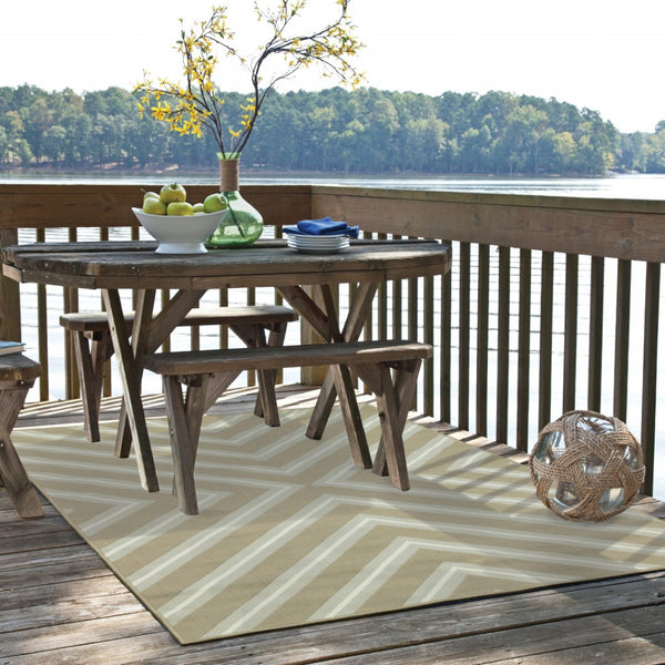 HomeRoots 9' Blue and Gray Geometric Area Rug – Stain Resistant, Durable for Indoor & Outdoor High-Traffic Use 507294