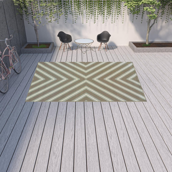 HomeRoots 9' Blue and Gray Geometric Area Rug – Stain Resistant, Durable for Indoor & Outdoor High-Traffic Use 507294