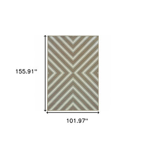 HomeRoots 9' Blue and Gray Geometric Area Rug – Stain Resistant, Durable for Indoor & Outdoor High-Traffic Use 507294