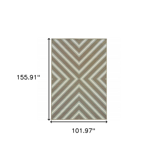HomeRoots 9' Blue and Gray Geometric Area Rug – Stain Resistant, Durable for Indoor & Outdoor High-Traffic Use 507294