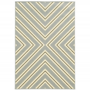 HomeRoots 9' Geometric Gray and Ivory Indoor-Outdoor Area Rug - Stain Resistant, Durable, Easy Maintenance Design 507330