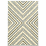 Stylish 9' x 13' Geometric Gray and Ivory Area Rug - Stain Resistant for Indoor & Outdoor Use