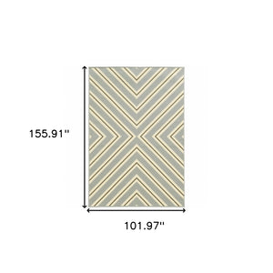 HomeRoots 9' Geometric Gray and Ivory Indoor-Outdoor Area Rug - Stain Resistant, Durable, Easy Maintenance Design 507330