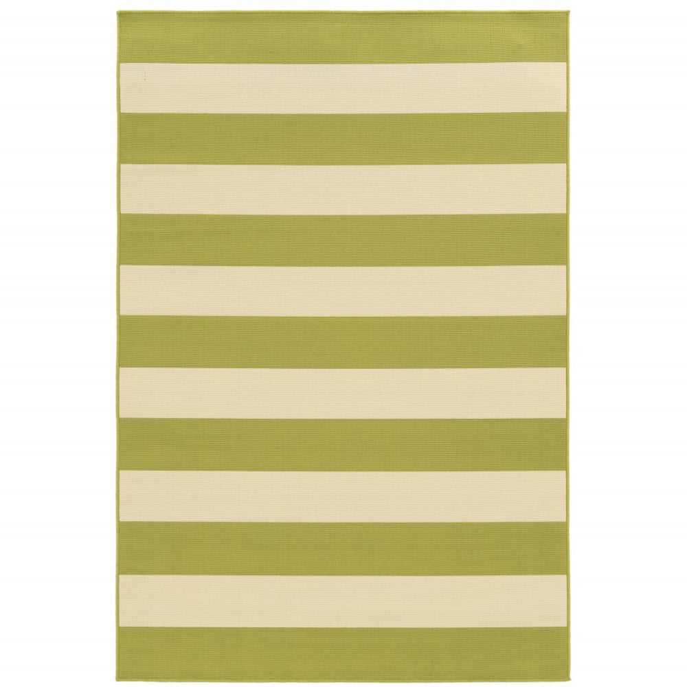 HomeRoots 9' Modern Green and Ivory Geometric Area Rug – Stain Resistant, Indoor/Outdoor, Easy Care, Durable Design 507339